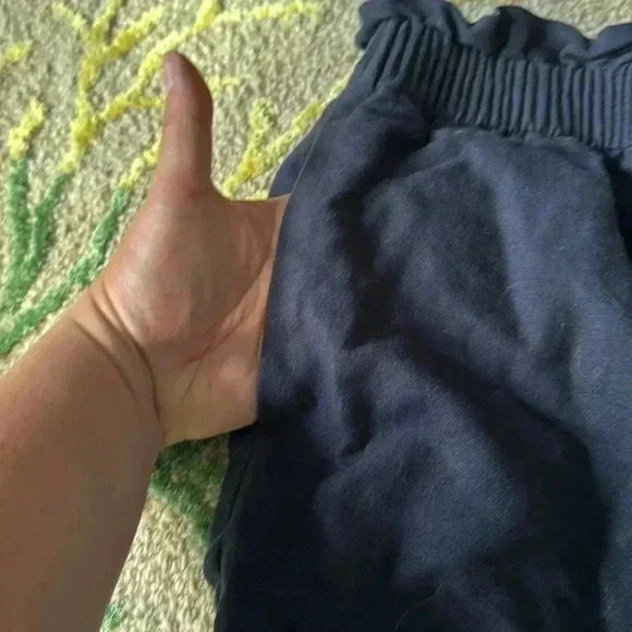 J.Crew elastic waist pocket paper bag style linen blend navy skirt 2 - Picture 2 of 5